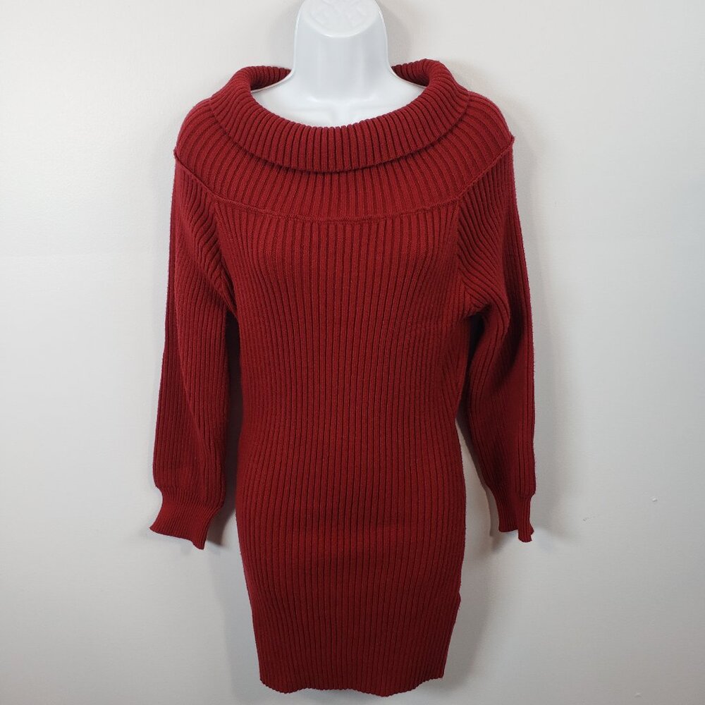 Pink Lily Ribbed Sweater Dress Womens’s Size Small S Deep Red Super Soft / A247